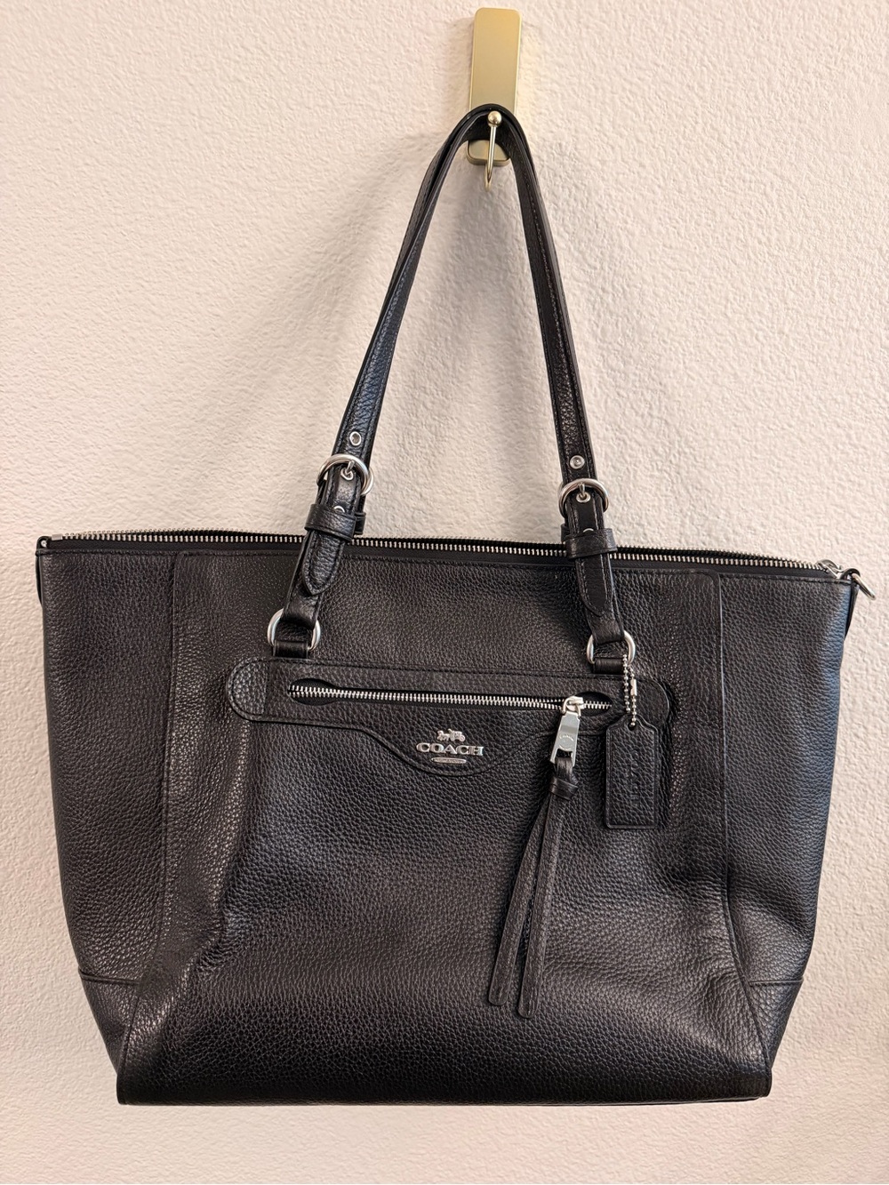 Coach C5390 Black Pebbled Leather Large Tote Work Bag